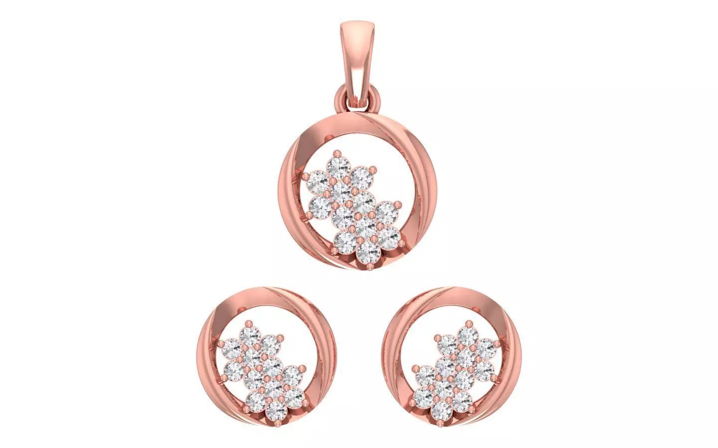 Earrings Pendant Set 3dm STL OBJ FBX Renders Details 3D print model_0