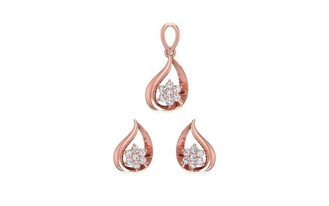 Earrings Pendant Set 3dm STL OBJ FBX Renders Details 3D print model