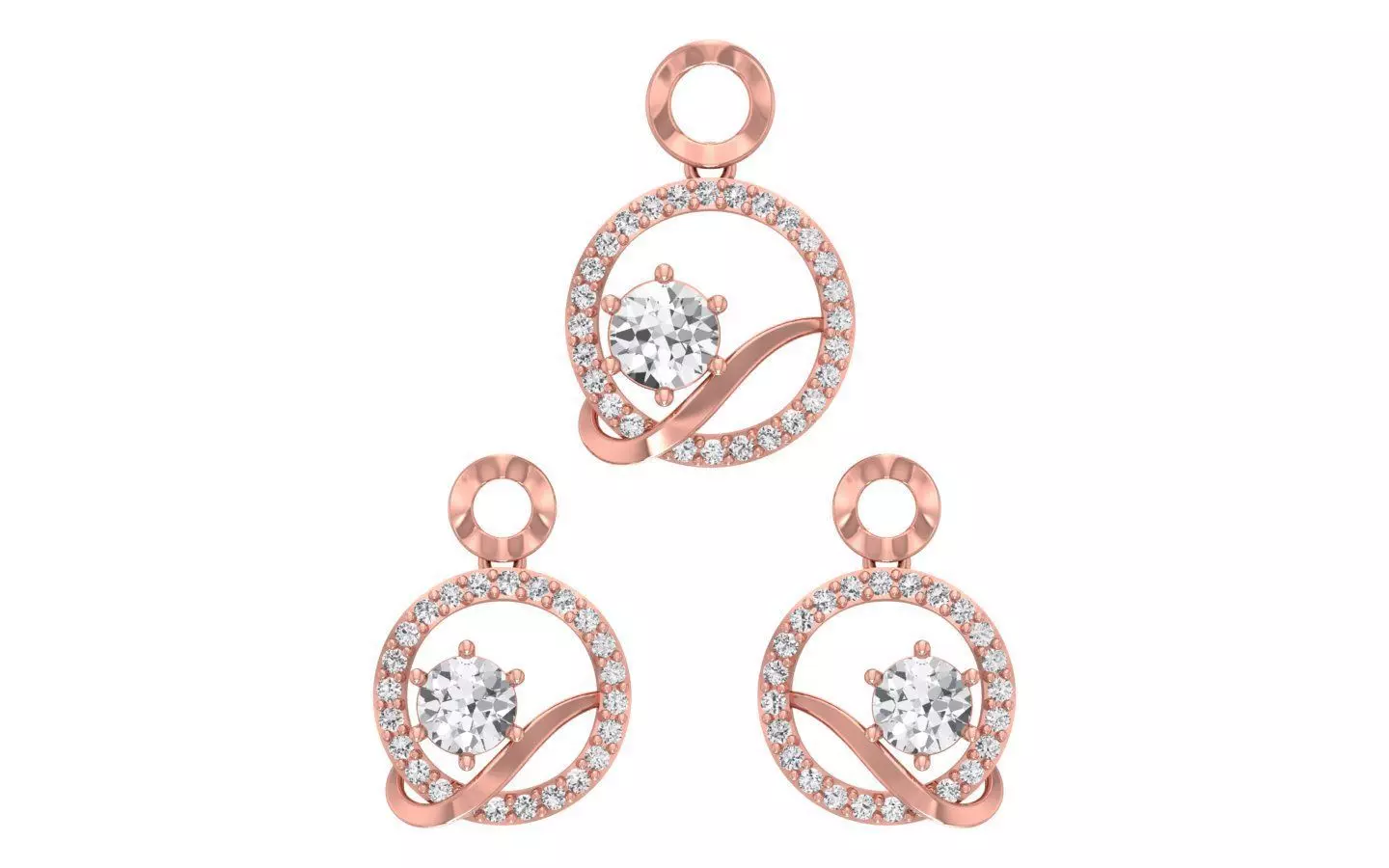 Earrings Pendant Set 3dm STL OBJ FBX Renders Details 3D print model_0