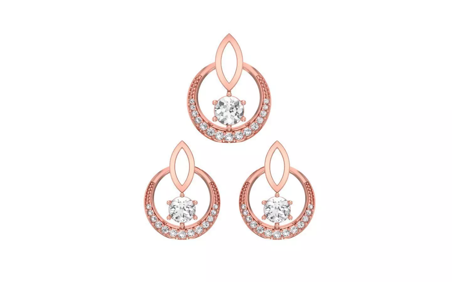 Earrings Pendant Set 3dm STL OBJ FBX Renders Details 3D print model_0