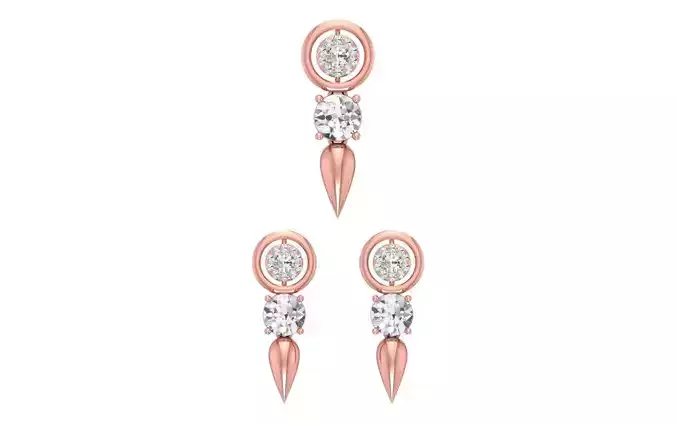 Earrings Pendant Set 3dm STL OBJ FBX Renders Details 3D print model