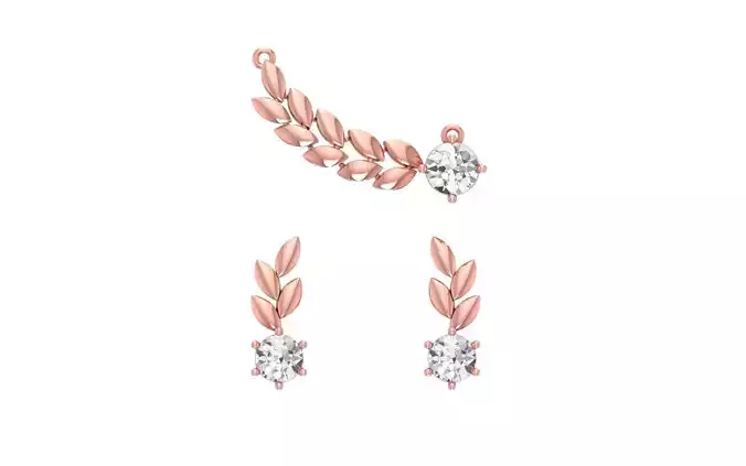 Earrings Pendant Set 3dm STL OBJ FBX Renders Details 3D print model