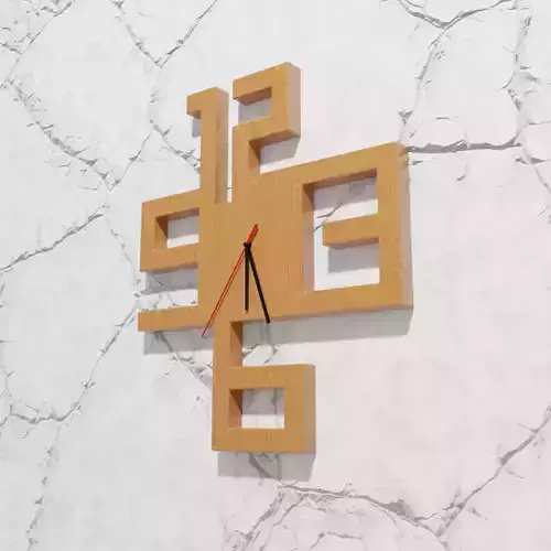 watch wooden clock on marble wall