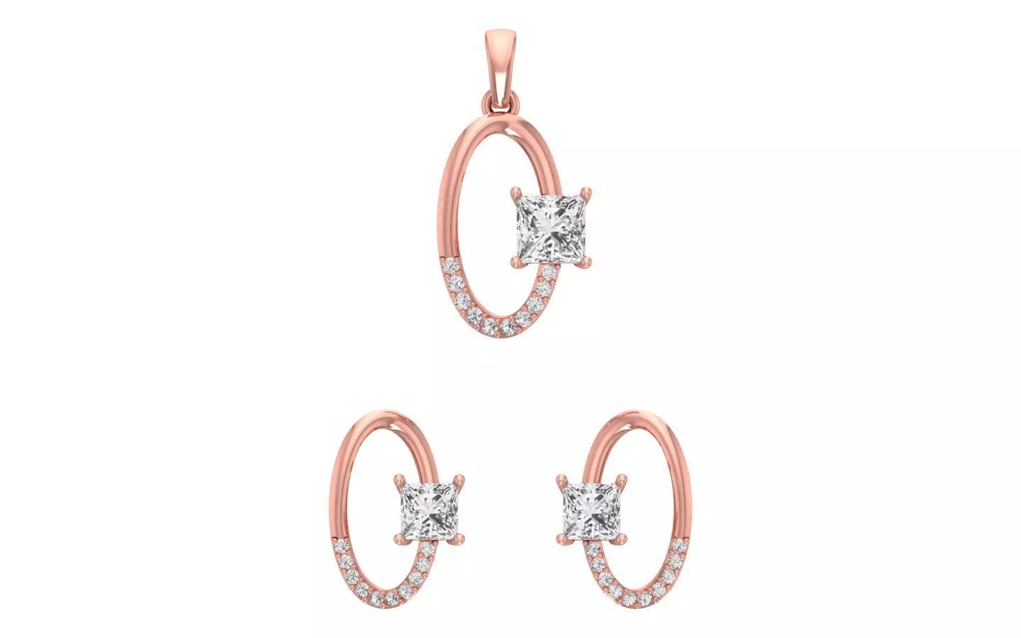 Earrings Pendant Set 3dm STL OBJ FBX Renders Details 3D print model_0