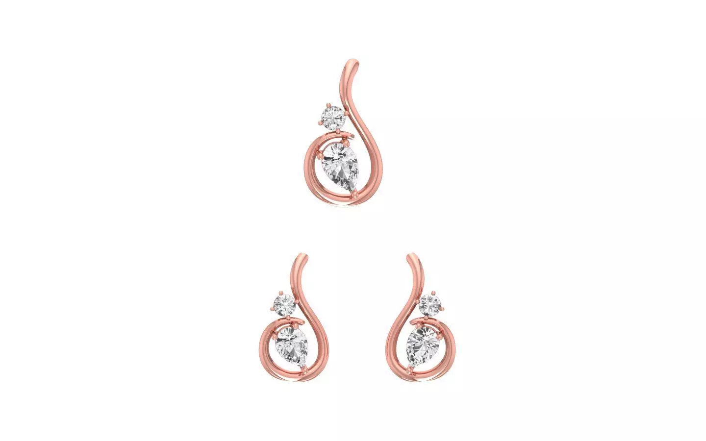 Earrings Pendant Set 3dm STL OBJ FBX Renders Details 3D print model_0