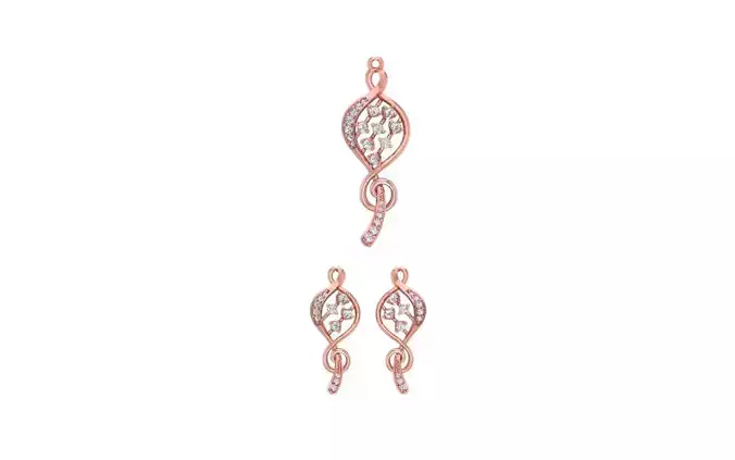 Earrings Pendant Set 3dm STL OBJ FBX Renders Details