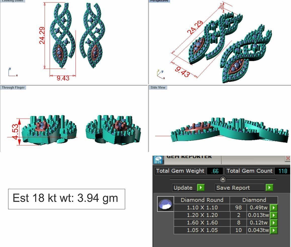 Earrings Pendant Set 3dm STL OBJ FBX Renders Details 3D print model_8