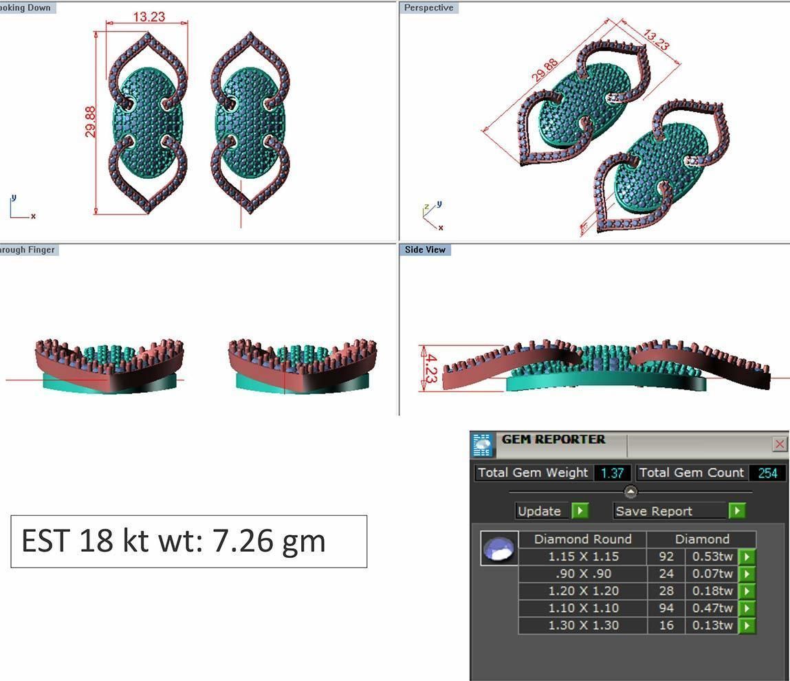 Earrings Pendant Set 3dm STL OBJ FBX Renders Details 3D print model_8