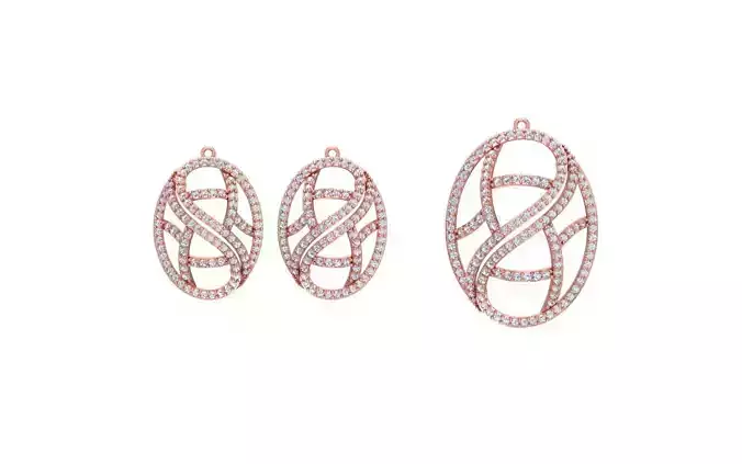 Earrings Pendant Set 3dm STL OBJ FBX Renders Details 3D print model