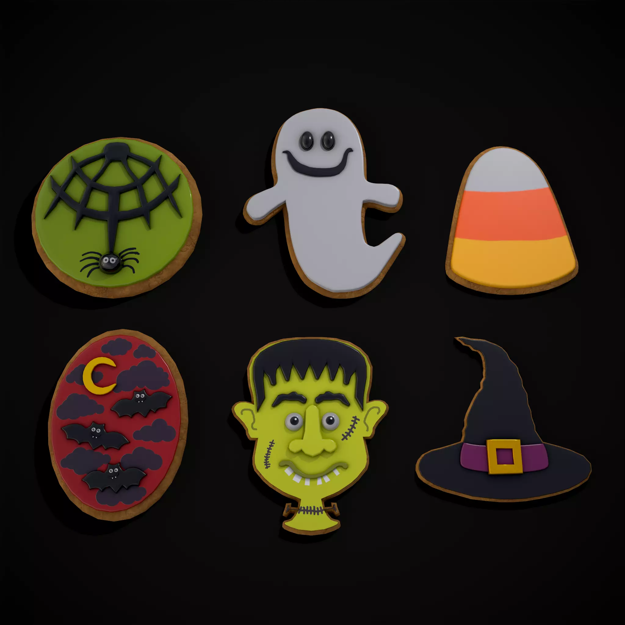 Halloween Cookies Sets One and Two 3D Model Collection_0