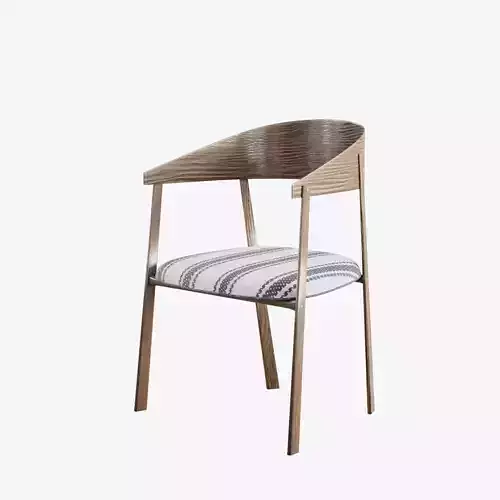 chair wooden with striped fabric