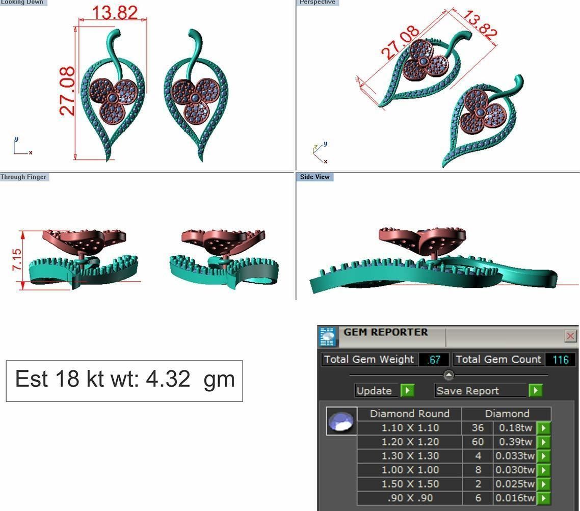 Pendant Earring Sets 3dm STL OBJ FBX Renders Details 3D print model_8