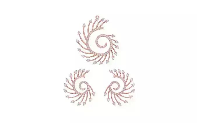 Pendant Earring Sets 3dm STL OBJ FBX Renders Details