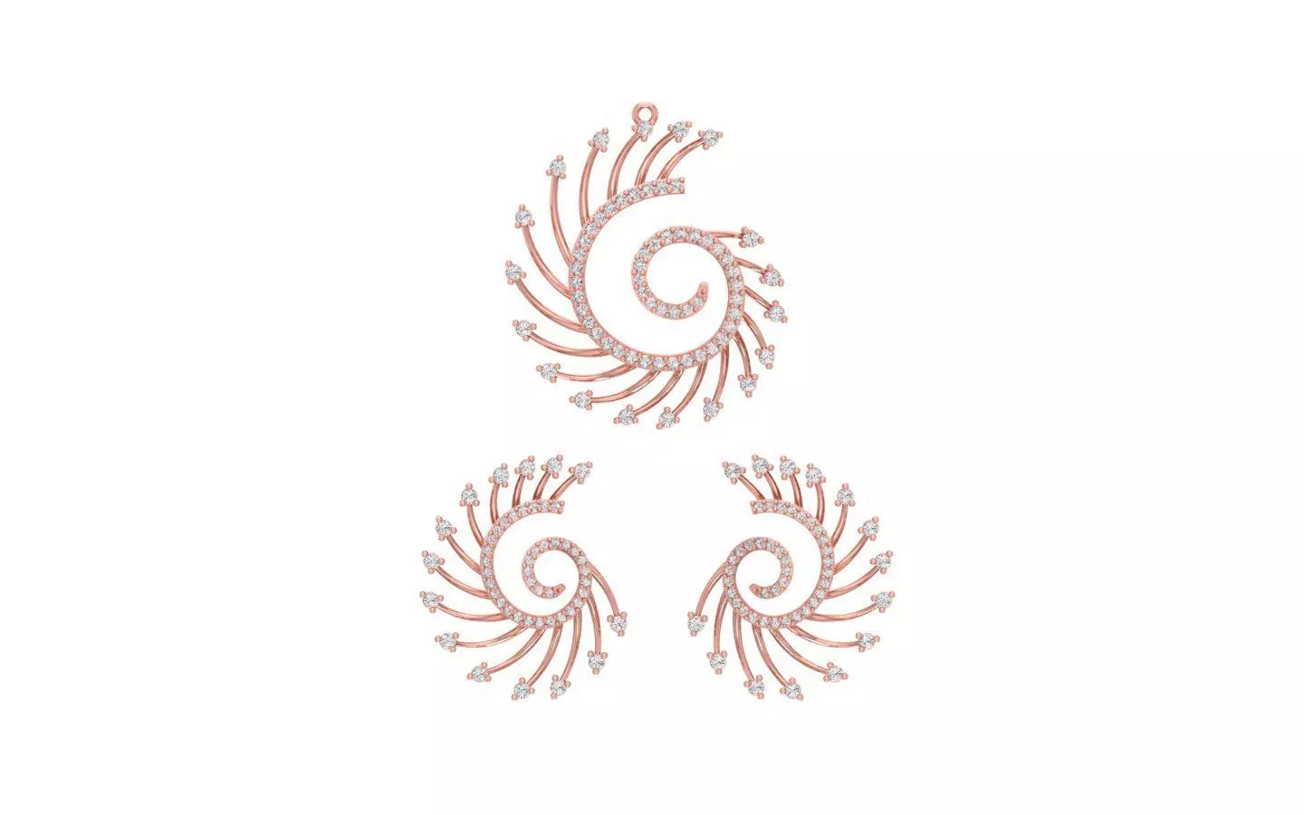 Pendant Earring Sets 3dm STL OBJ FBX Renders Details 3D print model_0