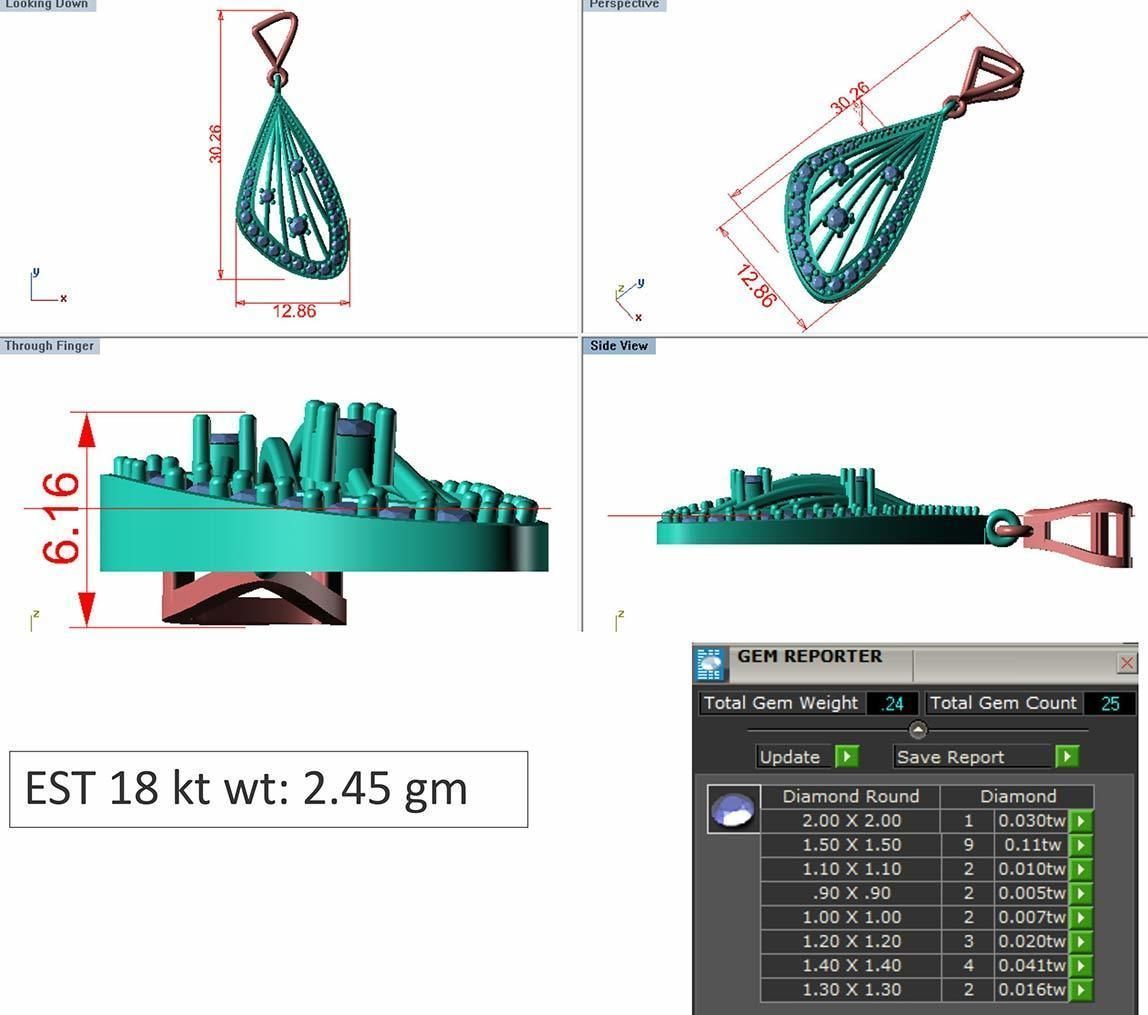 Pendant Earring Sets 3dm STL OBJ FBX Renders Details 3D print model_5