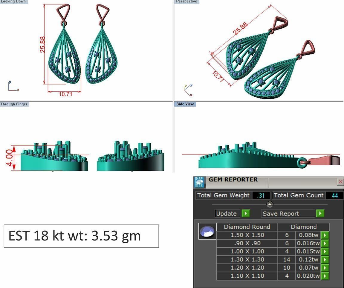 Pendant Earring Sets 3dm STL OBJ FBX Renders Details 3D print model_6