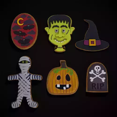 Halloween Cookies Sets Two and Three 3D Model Collection