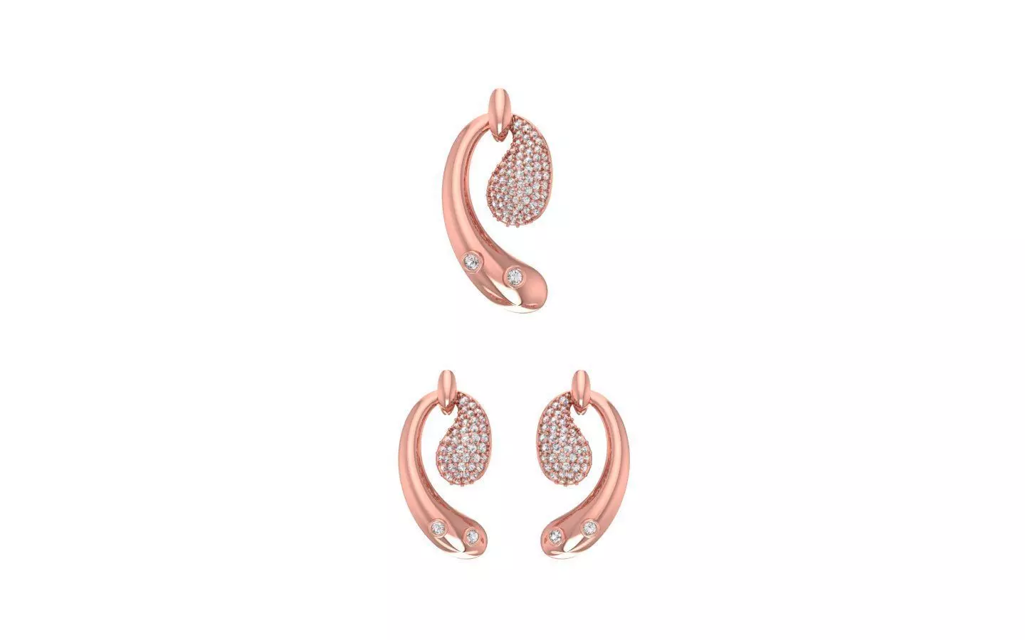 Pendant Earring Sets 3dm STL OBJ FBX Renders Details 3D print model_0