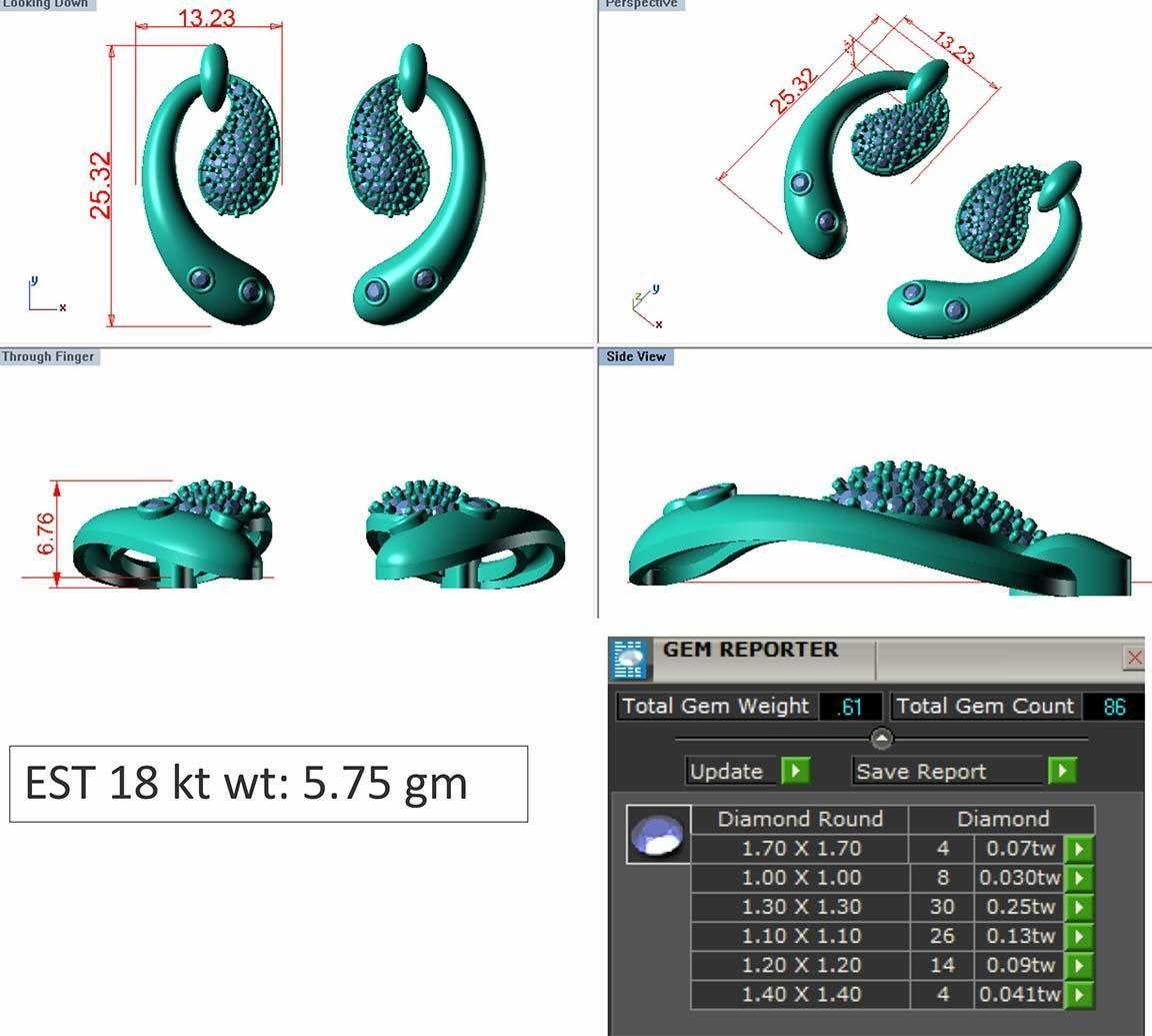 Pendant Earring Sets 3dm STL OBJ FBX Renders Details 3D print model_4