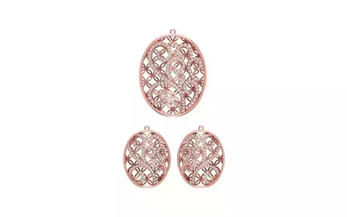 Pendant Earring Sets 3dm STL OBJ FBX Renders Details