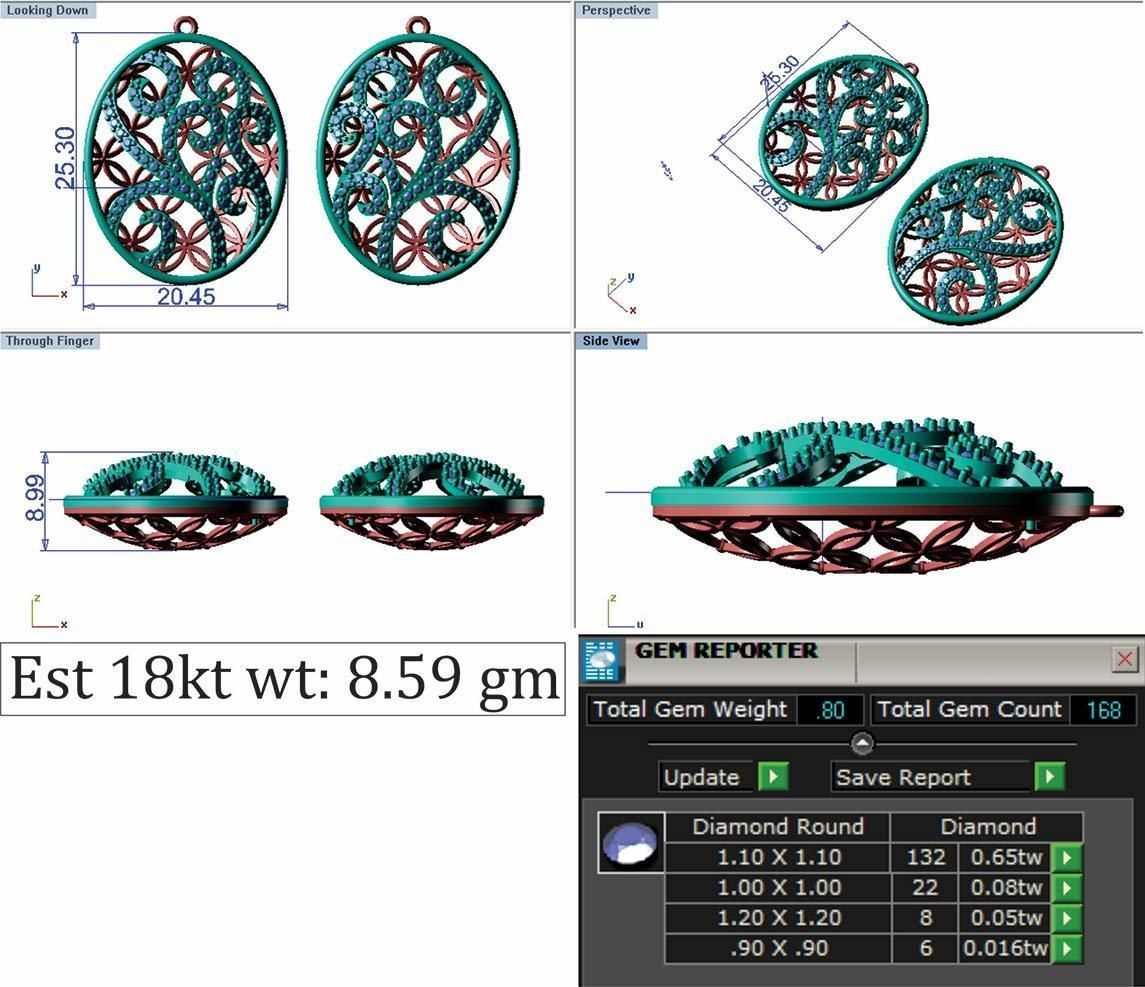 Pendant Earring Sets 3dm STL OBJ FBX Renders Details 3D print model_8