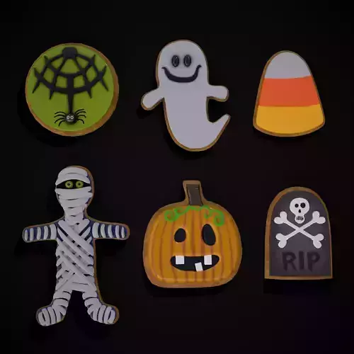 Halloween Cookies Sets One and Three 3D Model Collection