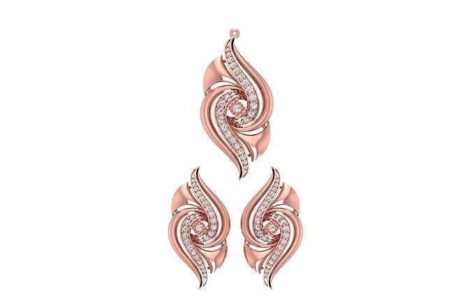 Pendant Earring Sets 3dm STL OBJ FBX Renders Details 3D print model