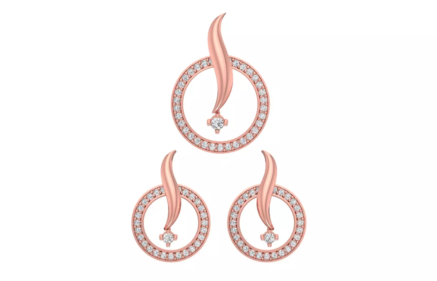 Pendant Earring Sets 3dm STL OBJ FBX Renders Details 3D print model