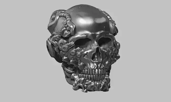 skull robot head a09 3d print model 3D print model