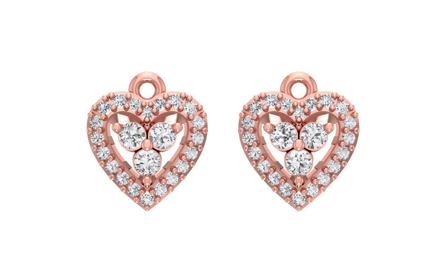 Heart Pendant Earring Sets 3dm STL OBJ FBX Renders Details 3D print model_5