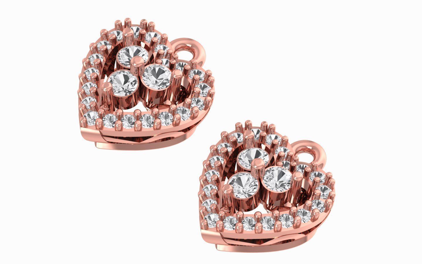 Heart Pendant Earring Sets 3dm STL OBJ FBX Renders Details 3D print model_1