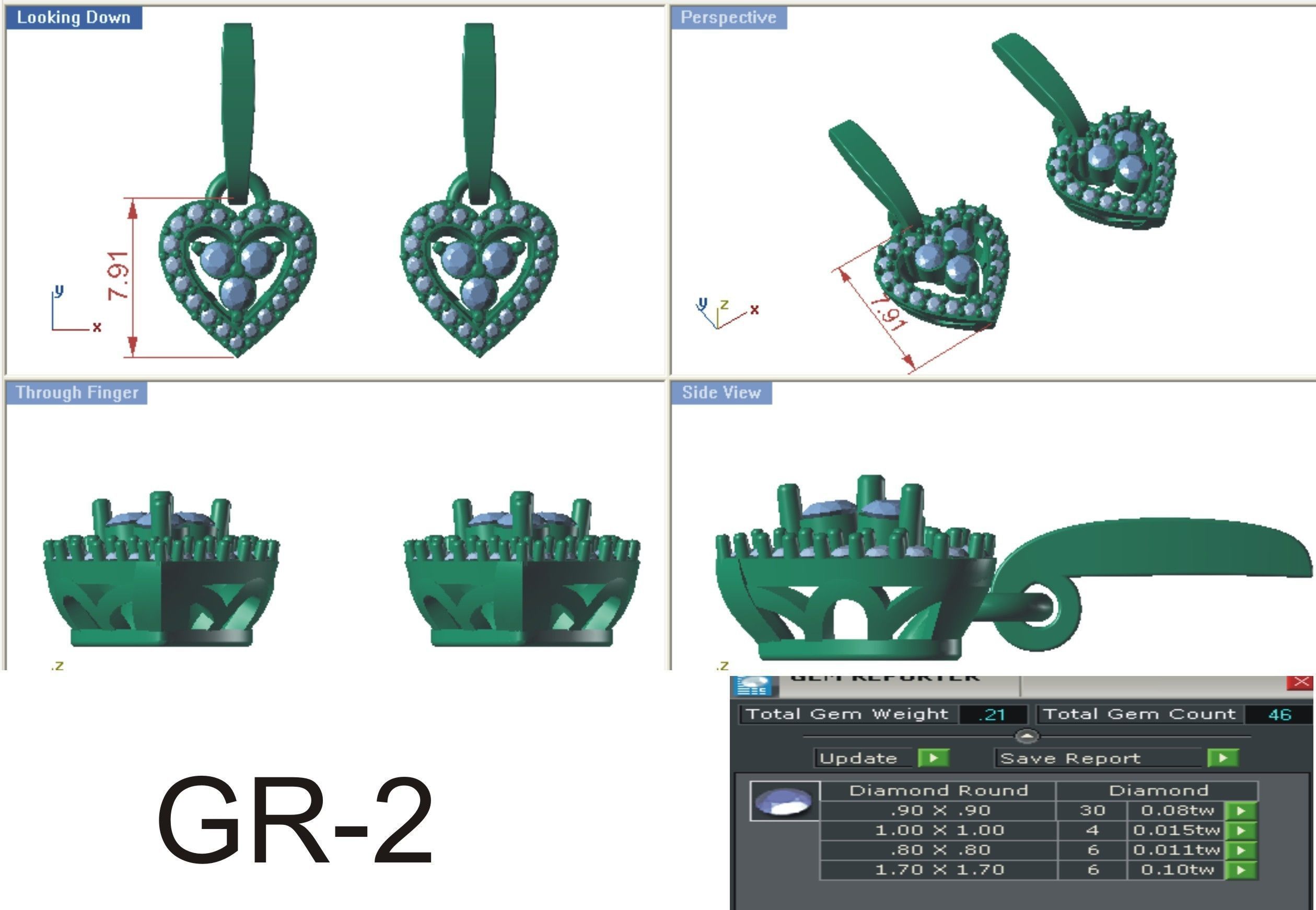 Heart Pendant Earring Sets 3dm STL OBJ FBX Renders Details 3D print model_4