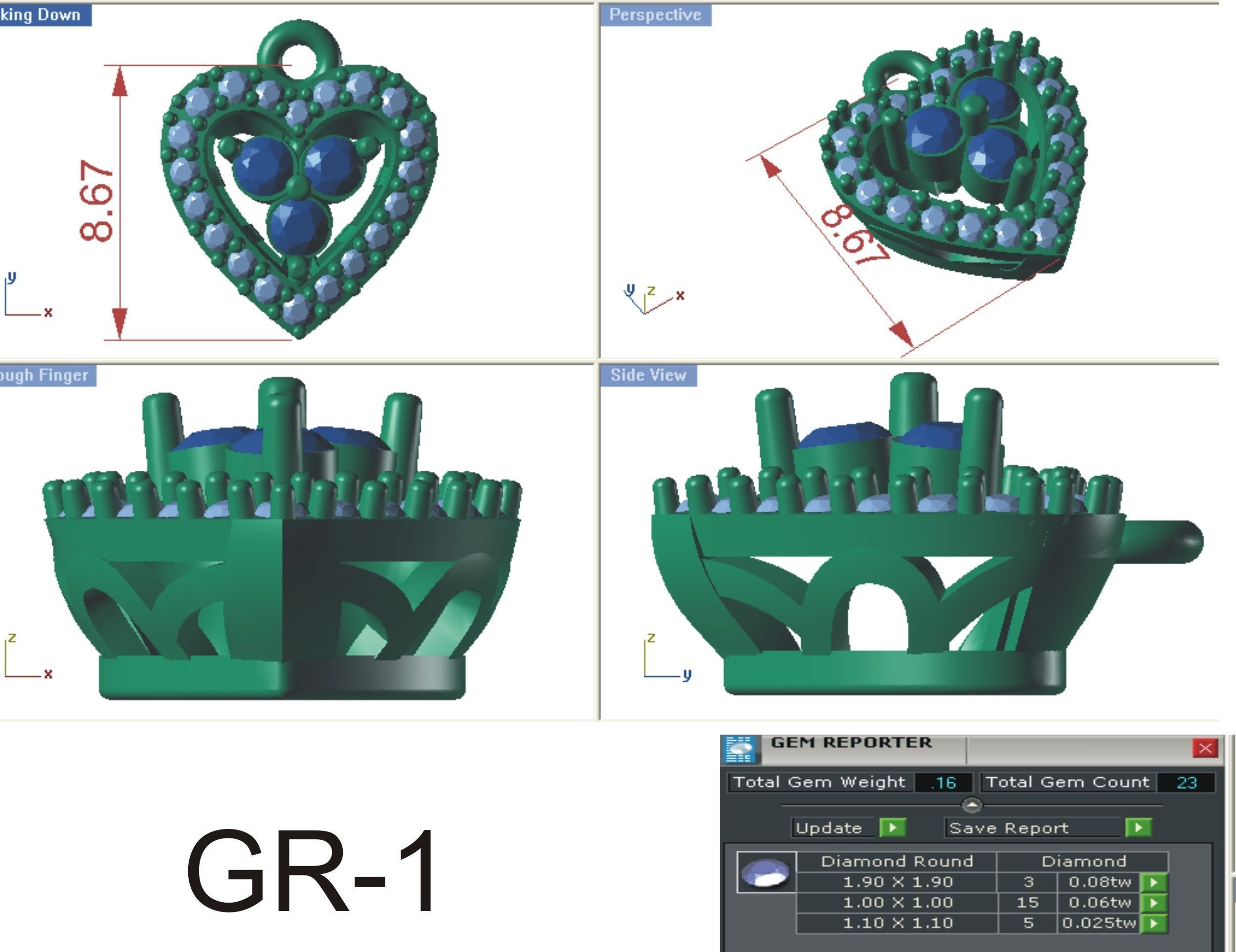 Heart Pendant Earring Sets 3dm STL OBJ FBX Renders Details 3D print model_8