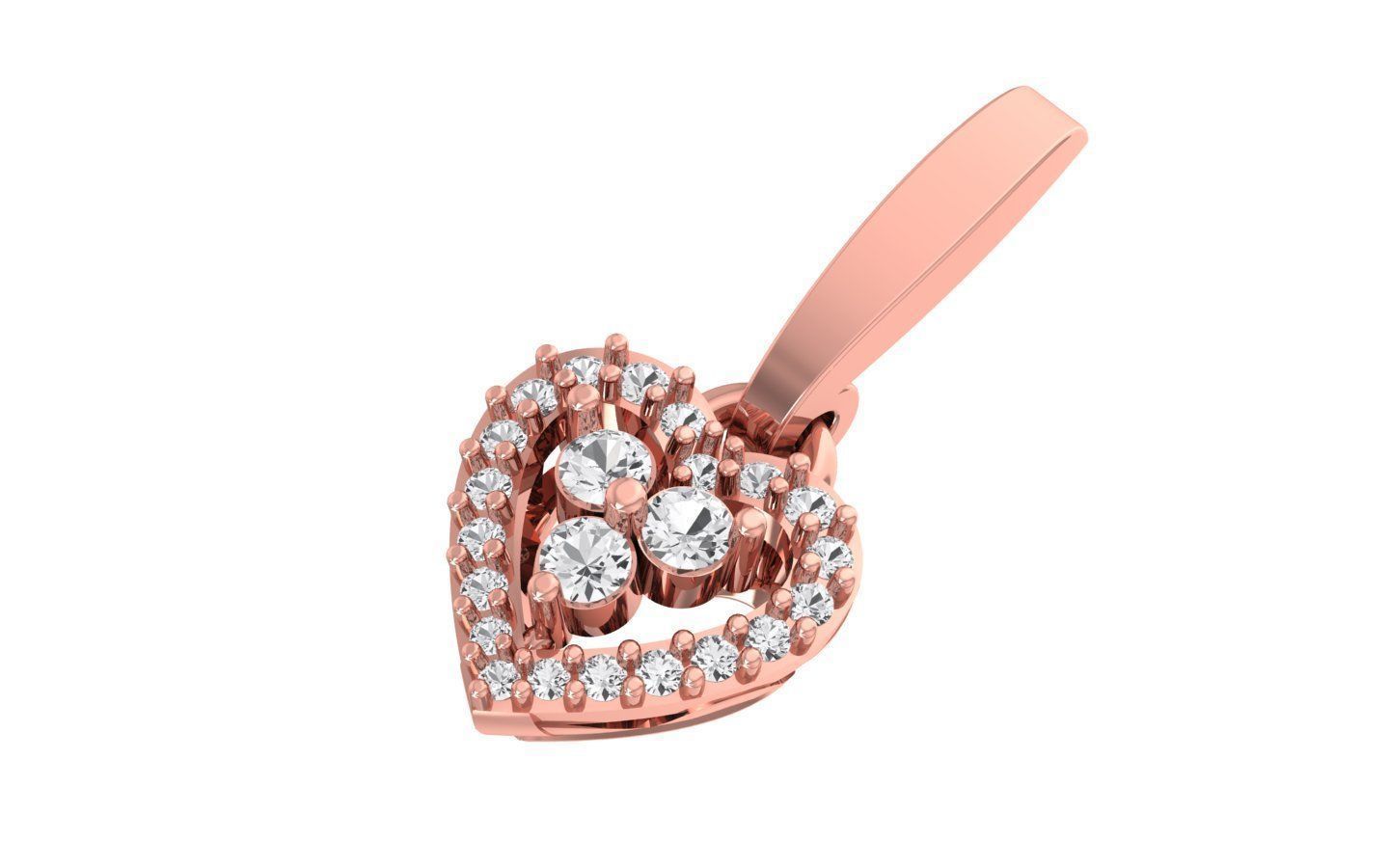 Heart Pendant Earring Sets 3dm STL OBJ FBX Renders Details 3D print model_7