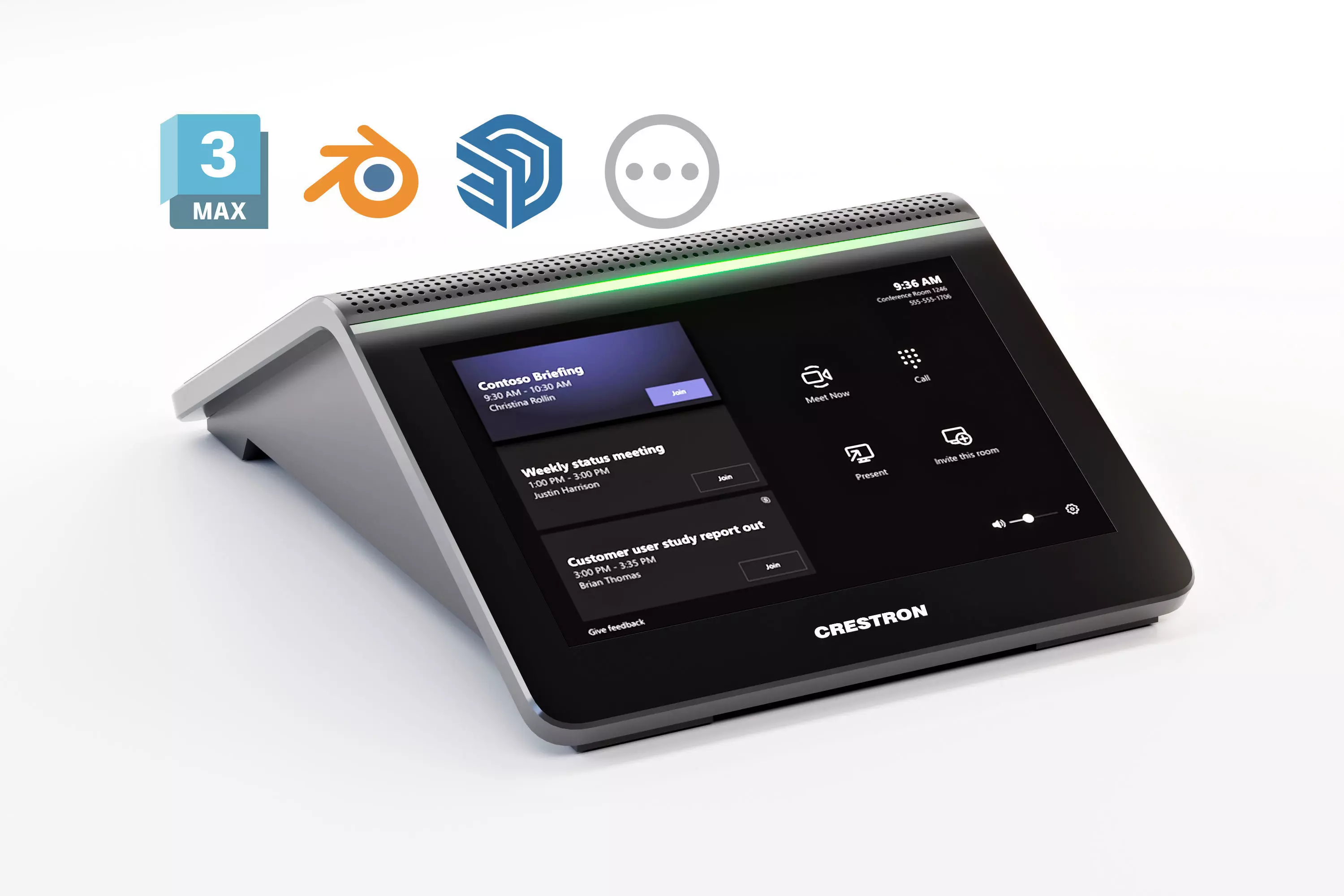 Tabletop Conferencing - Crestron Flex MM Low-poly 3D model_0