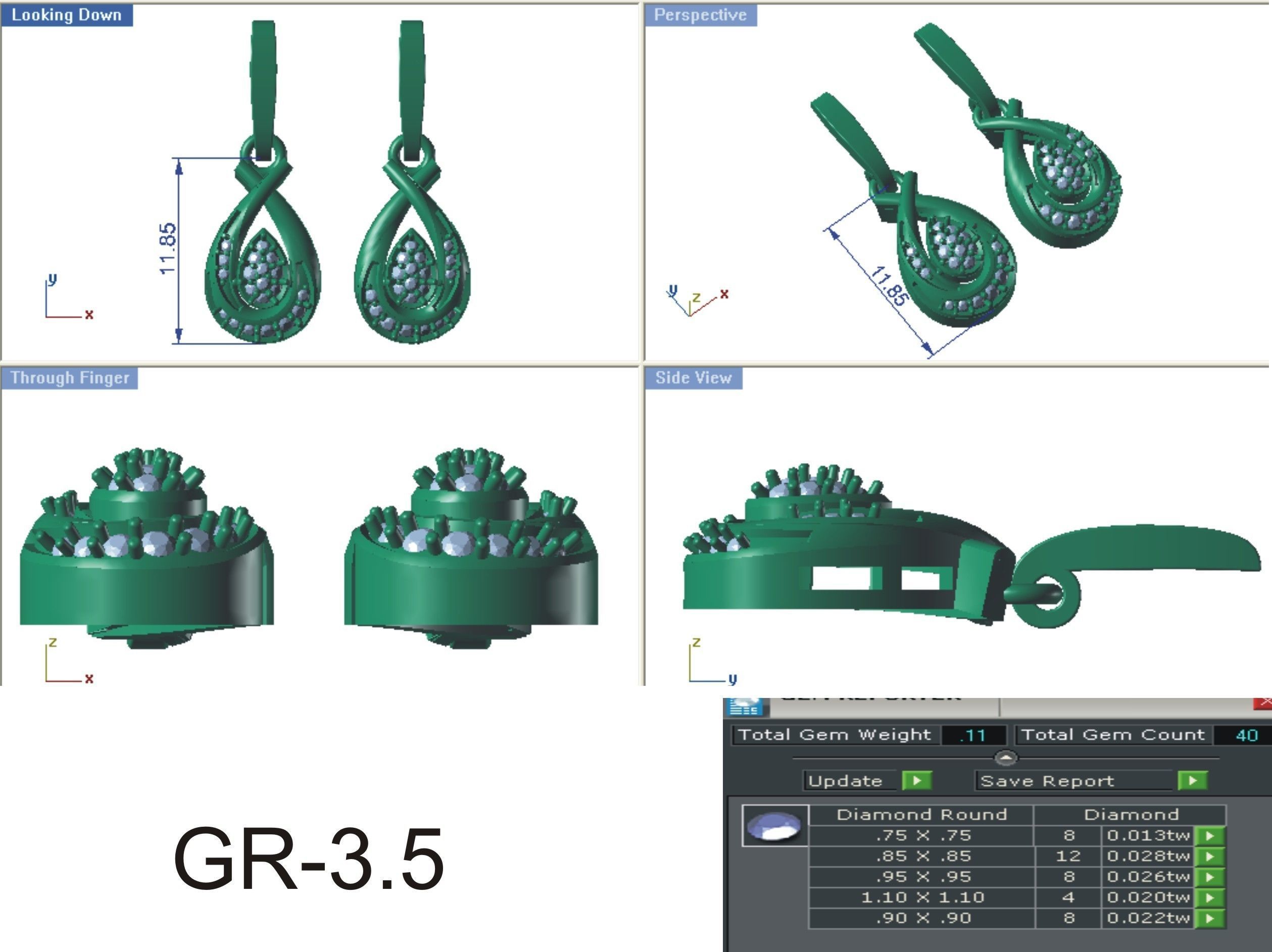 Pendant Earring Sets 3dm STL OBJ FBX Renders Details 3D print model_8