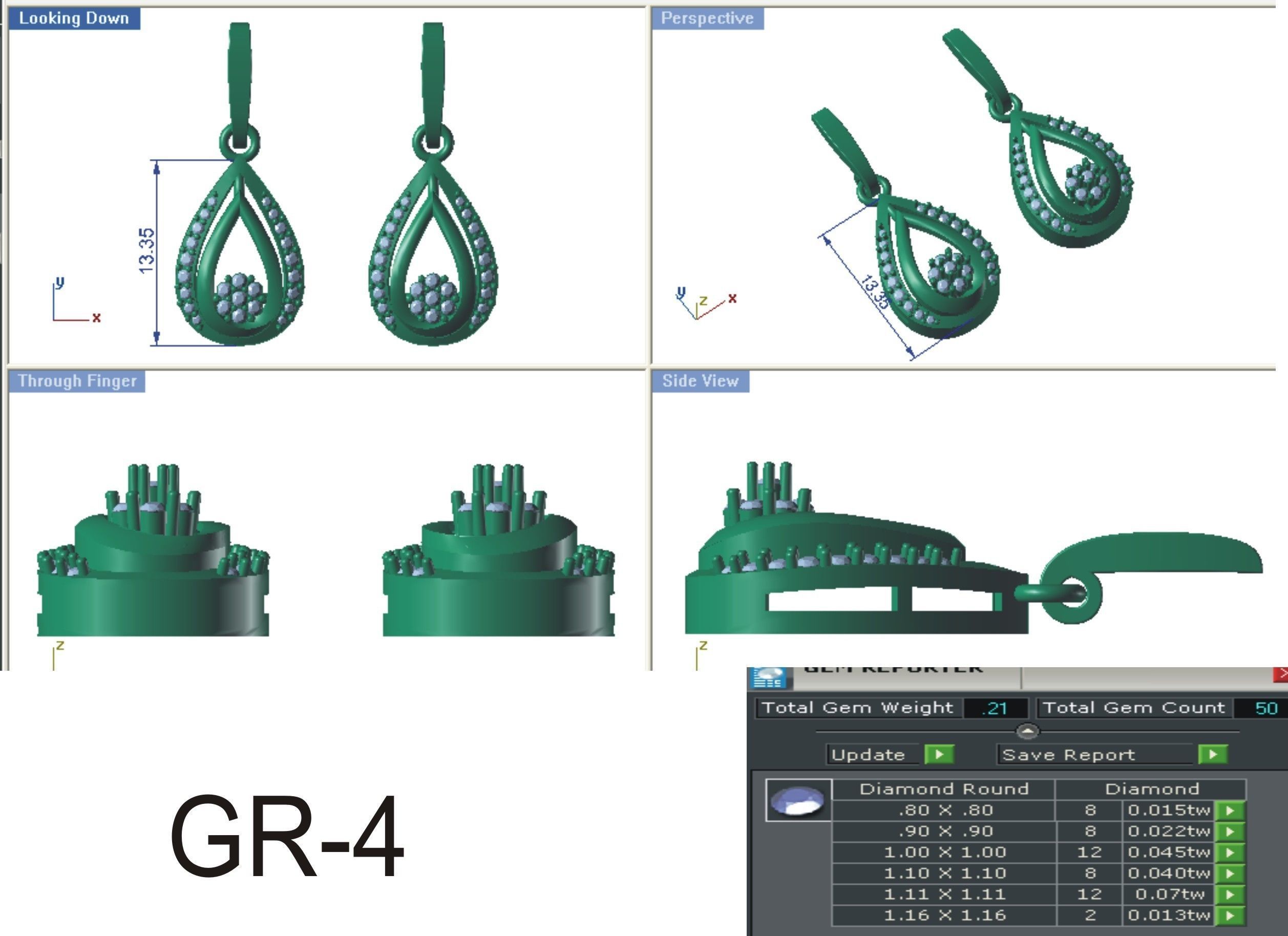 Pendant Earring Sets 3dm STL OBJ FBX Renders Details 3D print model_8