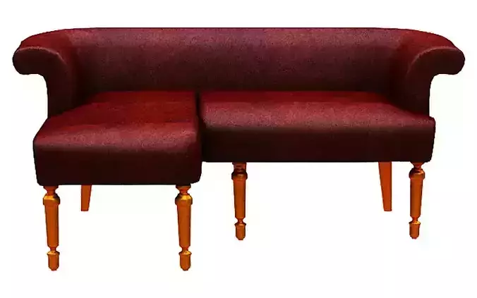 sofa left chaise lounge red leather and gold foil legs