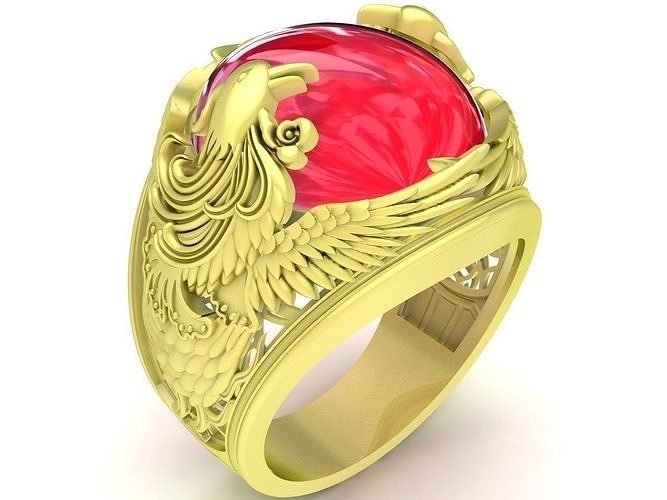 oval ruby fengshui phoneix ring 3865 3D print model