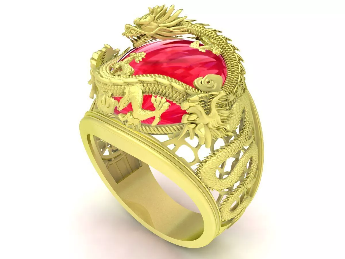 Oval Ruby Chinese Dragon Ring 3866 3D print model