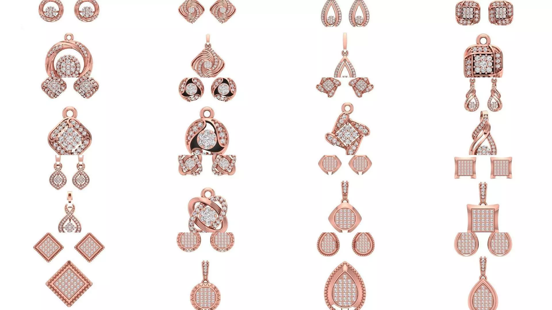 128 Pendant Earrings Sets 3dm STL OBJ FBX Details Collection _0