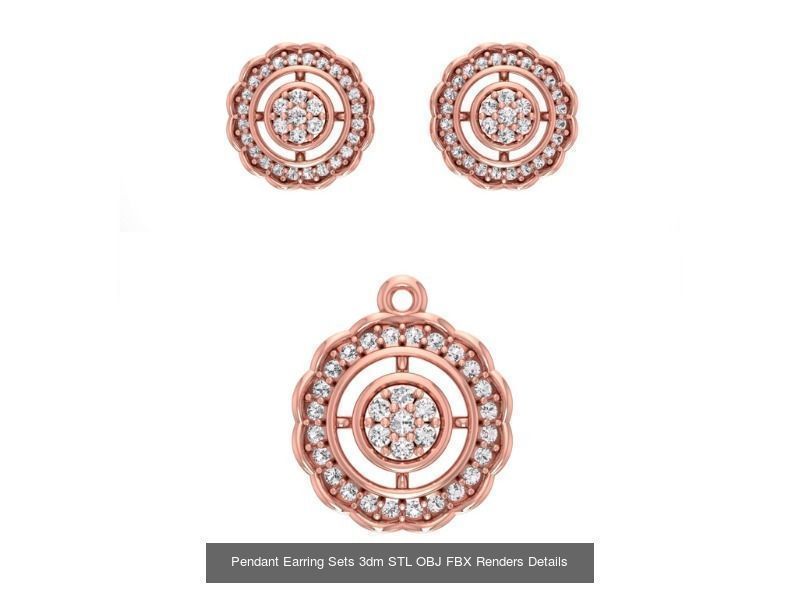 128 Pendant Earrings Sets 3dm STL OBJ FBX Details Collection _120