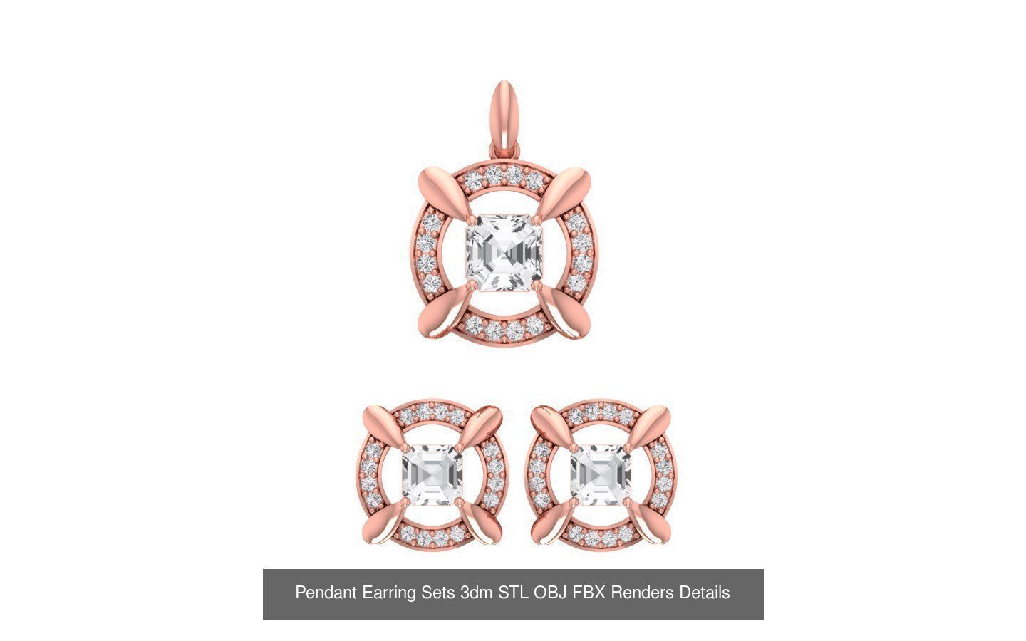 128 Pendant Earrings Sets 3dm STL OBJ FBX Details Collection _75