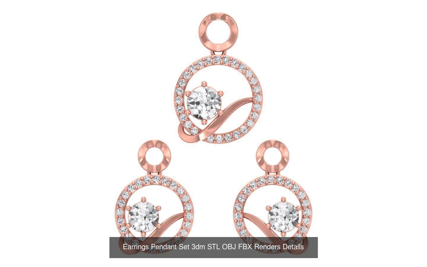 128 Pendant Earrings Sets 3dm STL OBJ FBX Details Collection _38