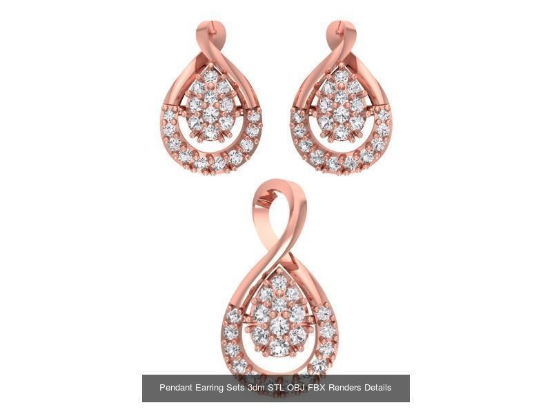 128 Pendant Earrings Sets 3dm STL OBJ FBX Details Collection _99