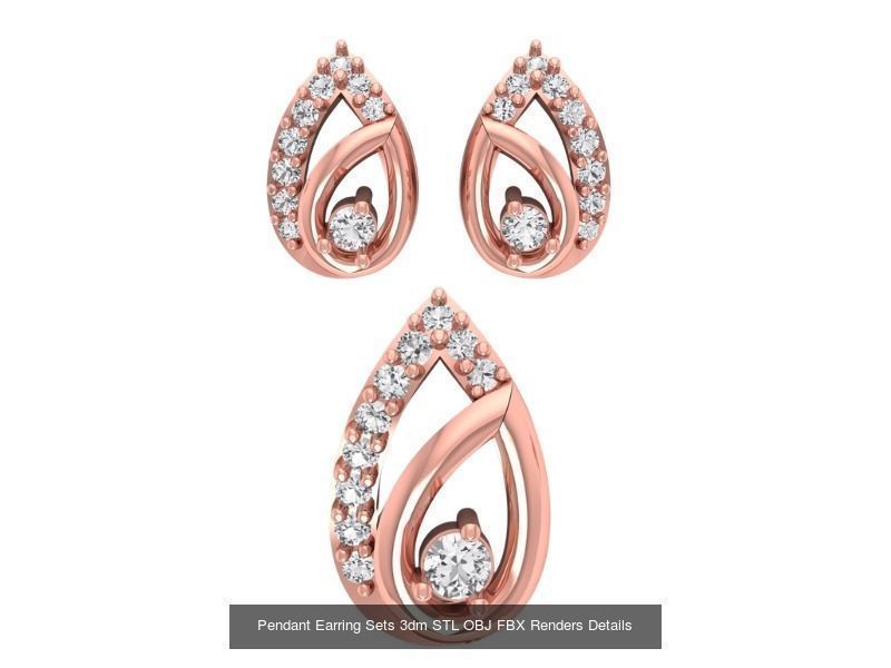 128 Pendant Earrings Sets 3dm STL OBJ FBX Details Collection _102