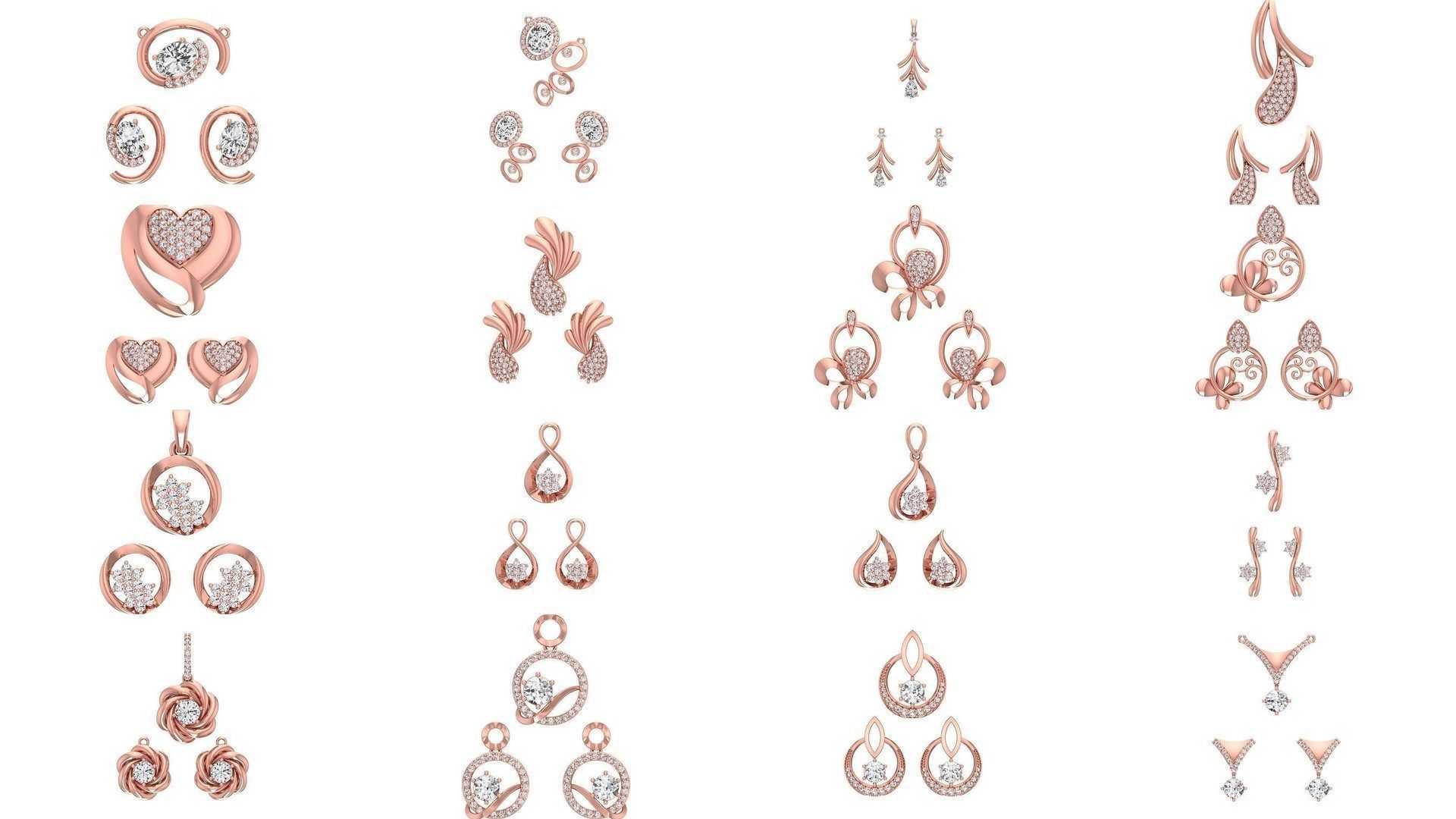 128 Pendant Earrings Sets 3dm STL OBJ FBX Details Collection _4