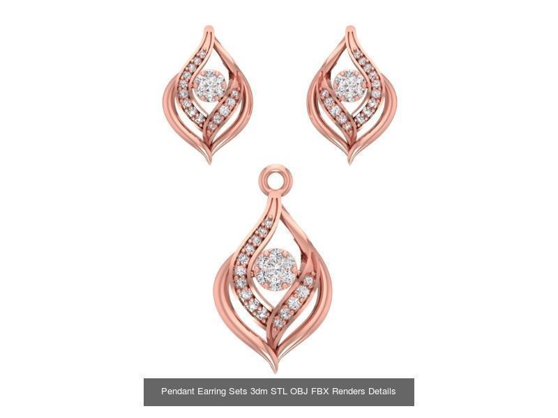 128 Pendant Earrings Sets 3dm STL OBJ FBX Details Collection _111