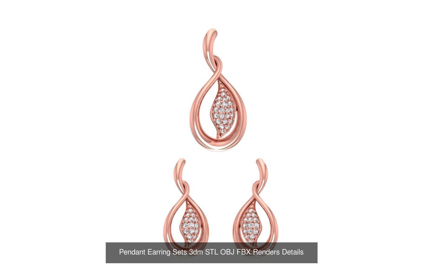 128 Pendant Earrings Sets 3dm STL OBJ FBX Details Collection _77