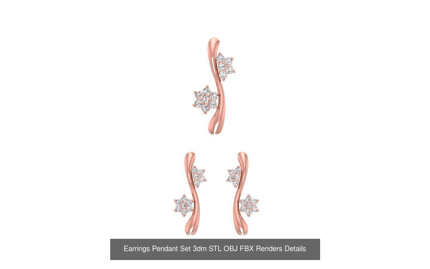 128 Pendant Earrings Sets 3dm STL OBJ FBX Details Collection _36